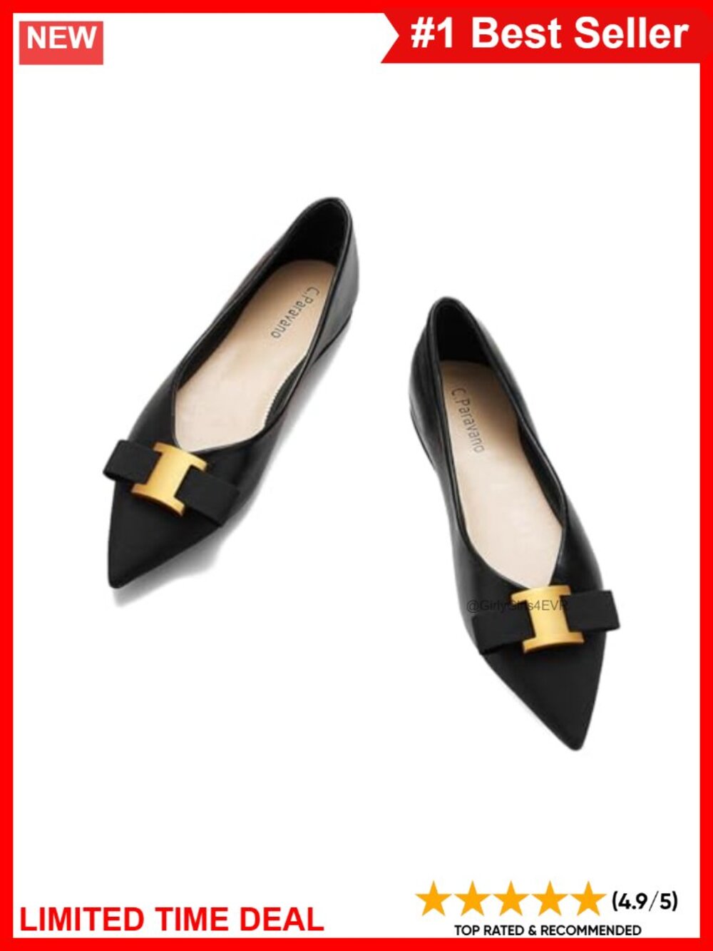 Pointed Toe Ballet Flats Lambskin Lining Memory Cushion Casual Dressy